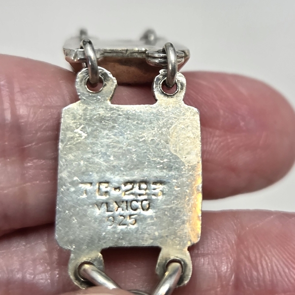 Taxco Mexico 925 Vintage Sterling Silver Strength Black Onyx Star Link Bracelet - Picture 6 of 9